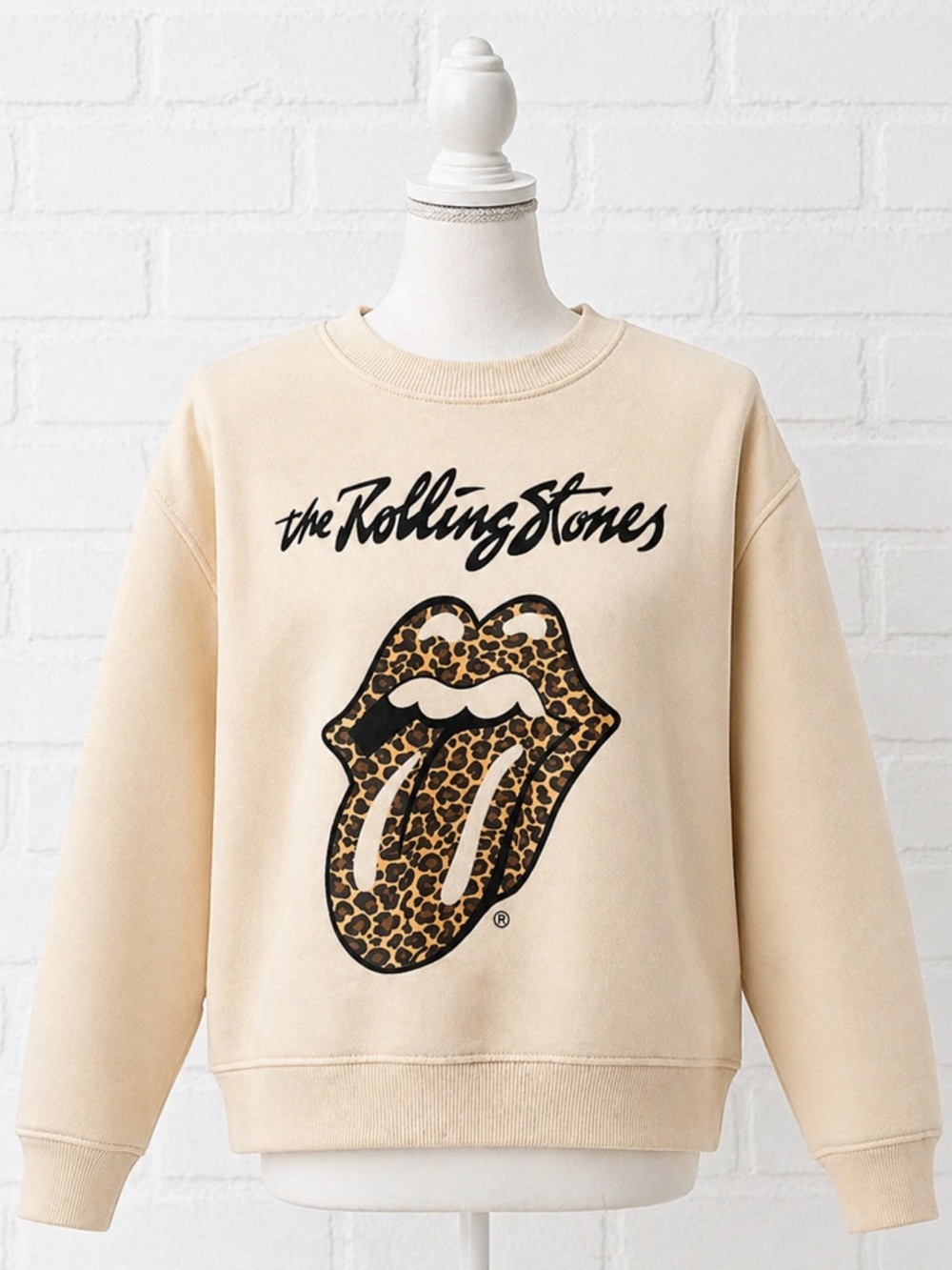 Zara Kids Rolling Stones Crewneck Sweatshirt Size 9-10 Cream